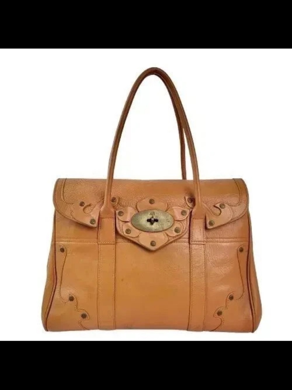 Mulberry Tan Leather Turn-Lock Tote